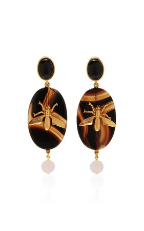 Oval Fly Stone Earrings by Oscar de la Renta | Moda Operandi