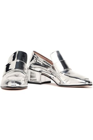 Silver Mirrored-leather loafers | Sale up to 70% off | THE OUTNET | STUART WEITZMAN | THE OUTNET