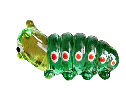 Handmade Green Little Glass Caterpillar // KraftsAtik