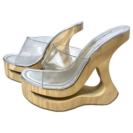 unique wooden wedge platform heels