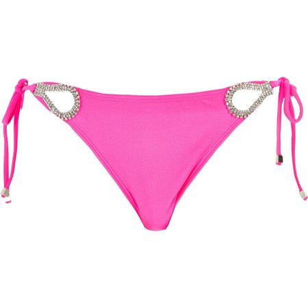 Pink diamante tie side bikini bottoms - Bikini Bottoms - Bikinis - Swimwear & Beachwear - women