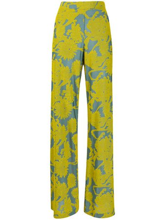 Jil Sander Wide Leg Floral Print Trousers | Farfetch.com