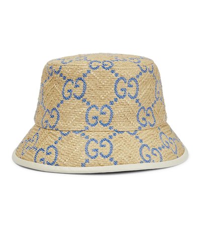 Gucci - GG raffia-effect bucket hat | Mytheresa
