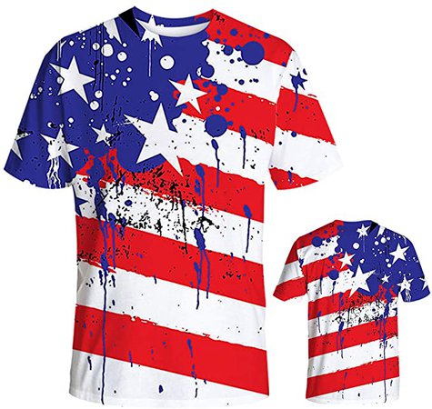Amazon.com: Mens Flag 3D Tees Shirt Short Sleeve American Flag Printed Blouse 4th of July Tops: Clothing