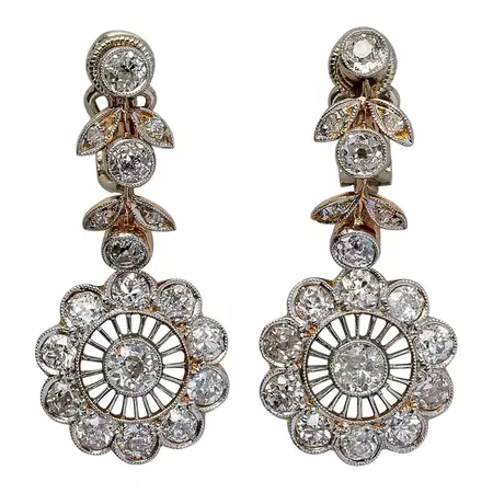 Pair of Edwardian Gold and Diamond Earrings For Sale at 1stDibs | edwardian earrings, edwardian diamond earrings