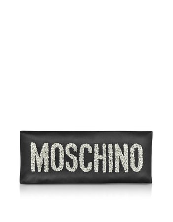 Moschino Black Oversized Signature Clutch