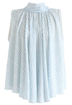 Blue Stripes Bow-Neck Sleeveless Top - NEW ARRIVALS - Retro, Indie and Unique Fashion