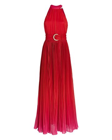 Rococo Sand Emi Pleated Chiffon Dress In Red | INTERMIX®