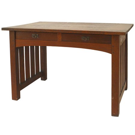 American Mission Oak Library Writing Table For Sale at 1stDibs
