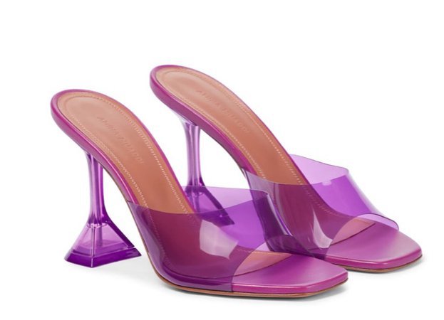 Amina Muaddi Lupita PVC Sandals Heels Purple