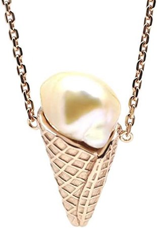 Amazon.com: 18K Rose Gold Plated 12mm Fresh Water Cultured Pearl 925 Silver ice-Cream Cone Necklace, 16"… : Clothing, Shoes & Jewelry