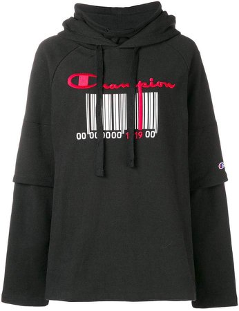 bar code-print hoodie