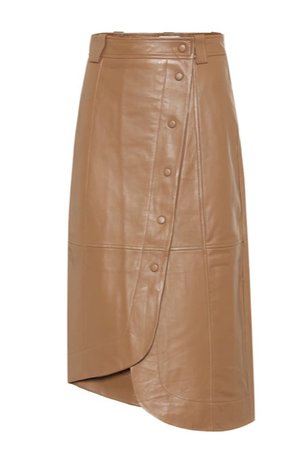 GANNI Leather midi skirt