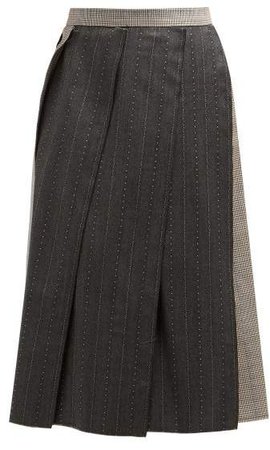 Raw Edge Wool Skirt - Womens - Grey Multi