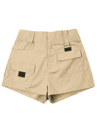 High Waist Pockets Shorts LIGHT KHAKI: Shorts M | ZAFUL