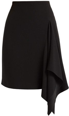 WtR - Sheena Black Crepe Asymmetric Drape Skirt