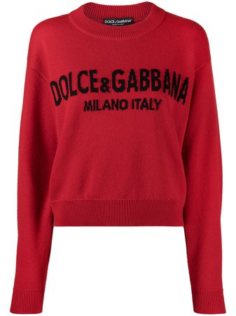 Shop red Dolce & Gabbana cashmere logo-intarsia jumper with Express Delivery - Farfetch