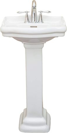 Fine Fixtures, Roosevelt White Pedestal Sink - 18 Inch Vitreous China Ceramic Material (4 Inch Faucet Spread hole) - Amazon.com