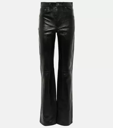 High Rise Straight Leather Pants in Black - Dodo Bar Or | Mytheresa
