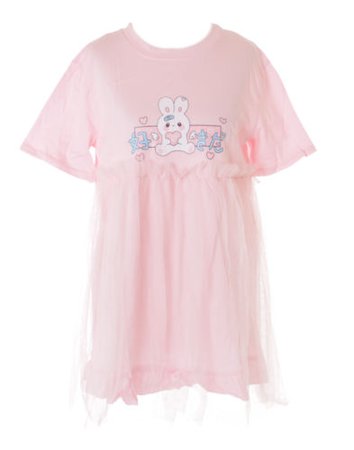 TP-142-1 Rosa Baby-Doll Bunny Rabbit Bunny Tulle Long T-Shirt Pastel Goth Kawaii | eBay