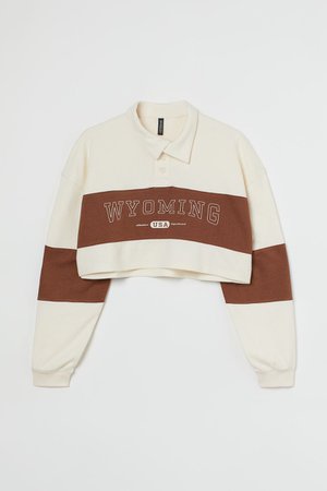 Rugby Crop Shirt - Light beige/Wyoming - Ladies | H&M US
