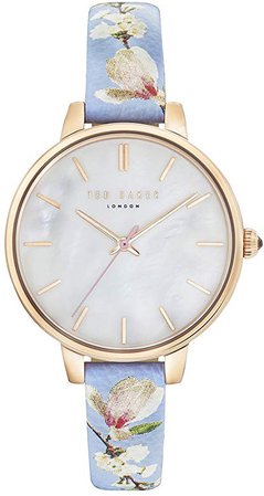 Amazon.com: TED BAKER Kate Ladies Rose Gold MOP DIAL with Pale Blue Pattern Strap Watch: Watches