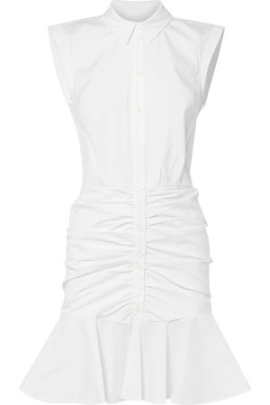 Veronica Beard | Bell ruched stretch-cotton poplin dress | NET-A-PORTER.COM