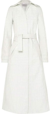 Gabriela Hearst - Silveira Croc-effect Leather Trench Coat - White