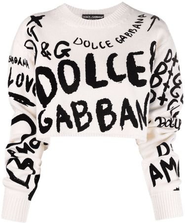Dolce and Gabbana cropped white sweater