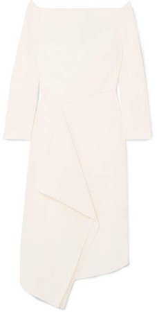 Clover Off-the-shoulder Draped Wool-crepe Dress - White