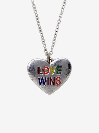 Love Wins Rainbow Dainty Heart Pendant Necklace