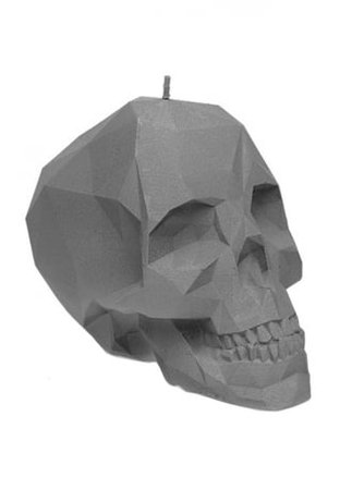 Matte Grey Poly-Skull Candle