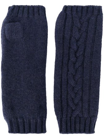 Shop blue Pringle of Scotland fingerless cable-knit gloves with Express Delivery - Farfetch