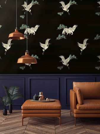 Heron Wallpaper Chinoiserie Wall art Chinoiserie Herons | Etsy