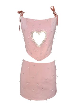 Heart Pink Satin Top and Skirt – Lirika Matoshi