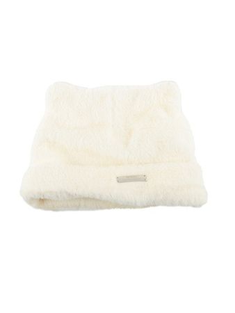 Emmiol Free shipping 2023 Metal Label Fuzzy Cat Beanie Hat White ONE SIZE in Hat online store. | EMMIOL