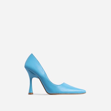 Levi Pointed Toe Court Heel In Blue Faux Leather | EGO