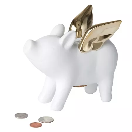 Decorative Coin Piggy Bank Off White : Target