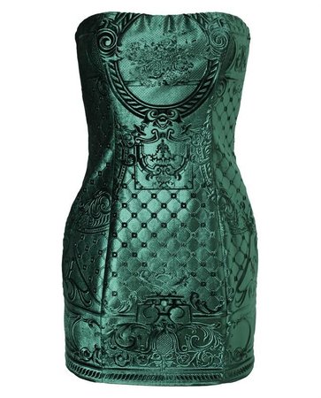 Balmain Women's Green Brocadeeffect Embossed Velvet Mini Dress