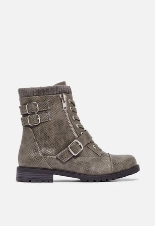 Bradyn Buckled Combat Boot in Charcoal - Get great deals at JustFab