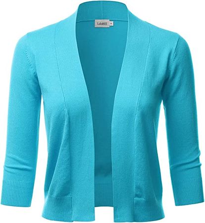 LALABEE Women's Classic 3/4 Sleeve Open Front Cropped Bolero Cardigan-Mint-S at Amazon Women’s Clothing store
