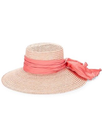 peach pink ribbon sun hat