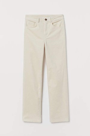 Ankle-length Corduroy Pants - White