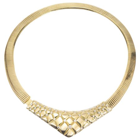 Gucci 1.45 Carat Diamond Yellow Gold Accordion Necklace For Sale at 1stDibs