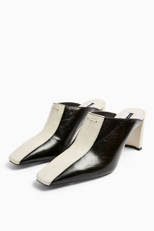JUDY Leather Black Elongated Mules | Topshop