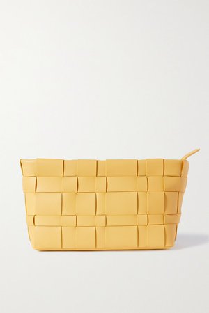 Odita Woven Leather Pouch - Yellow