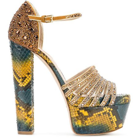 Elie Saab embellished snake print platform sandals