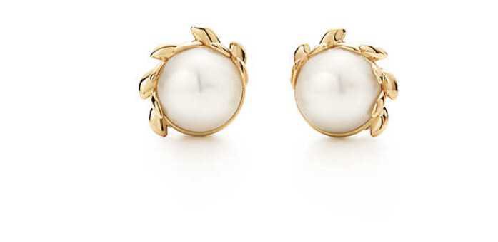 olive leaf pearl earrings from royal vault