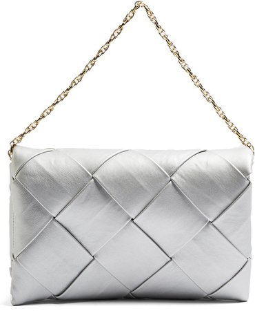 Large Woven Faux Leather Clutch