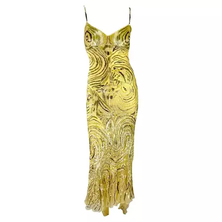 S/S 1997 Valentino Garavani Runway Naomi Abstract Organic Form Sequin Gown For Sale at 1stDibs